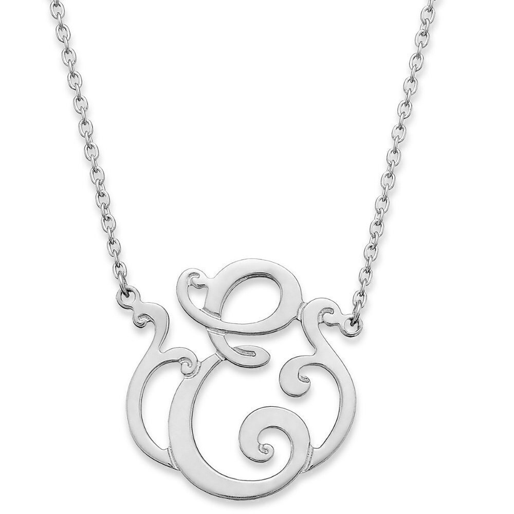 J68 Sterling Silver Necklace, "E" Initial Pendant